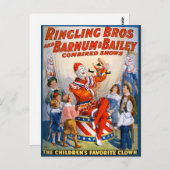 ヴィンテージサーカスピエロショー ポストカード (正面/裏面)