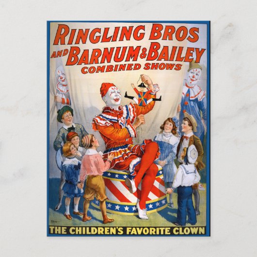 ヴィンテージサーカスピエロショー ポストカード (正面)