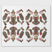 ヴィンテージサーカスピエロジェスターボーイ紙人形アート ラッピングペーパー (フラット)