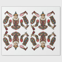 ヴィンテージサーカスピエロジェスターボーイ紙人形アート