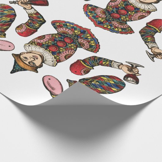 ヴィンテージサーカスピエロジェスターボーイ紙人形アート ラッピングペーパー (角)