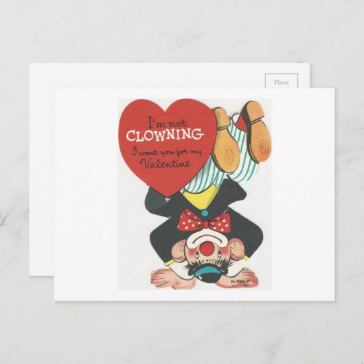 ヴィンテージサーカスピエロバレンタイン シーズンポストカード (正面/裏面)
