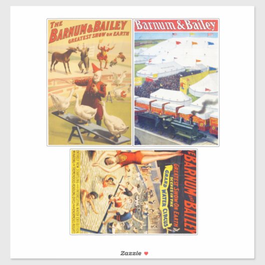 ヴィンテージサーカスピエロ、Acrobat Animalsアートコラージュ シール (シート)