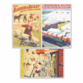 ヴィンテージサーカスピエロ、Acrobat Animalsアートコラージュ シール (正面)