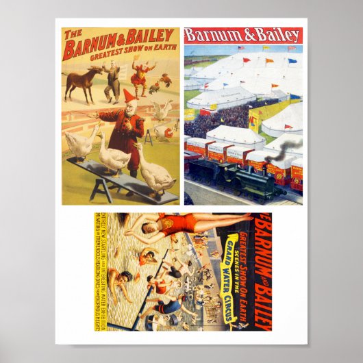 ヴィンテージサーカスピエロ、Acrobat Animalsアートコラージュ ポスター (正面)