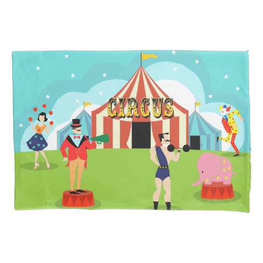 ヴィンテージサーカスピロケース 枕カバー (正面)