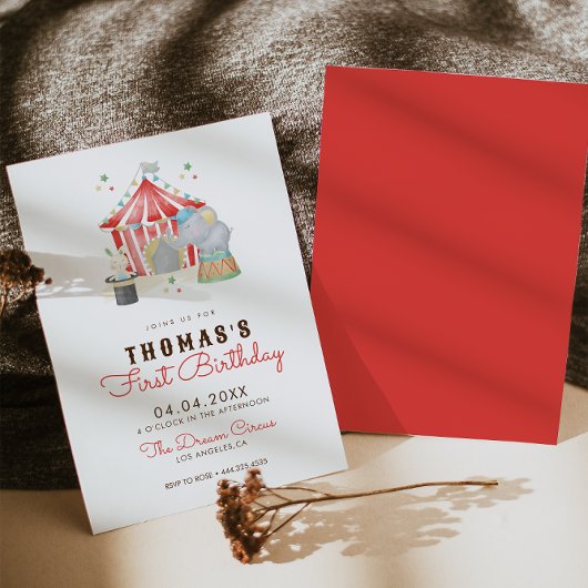 ヴィンテージサーカスファースト誕生日パーティーの招待 招待状