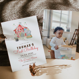 ヴィンテージサーカスファースト誕生日パーティーの招待 招待状