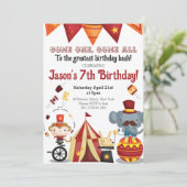 ヴィンテージサーカスフェスティバルカーニバル動物誕生日 招待状 (スタンド正面)