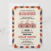 ヴィンテージサーカスベビーシャワーチケットカーニバルテーマI 招待状 (正面)