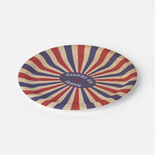 ヴィンテージサーカスベビーシャワーデコールレトロカーニバル ペーパープレート (アングル)