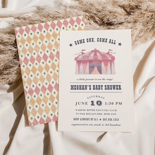 ヴィンテージサーカスベビーシャワー招待状 招待状