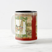 ヴィンテージサーカスポスターキリン回転木馬カーニバル ツートーンマグカップ (正面左)