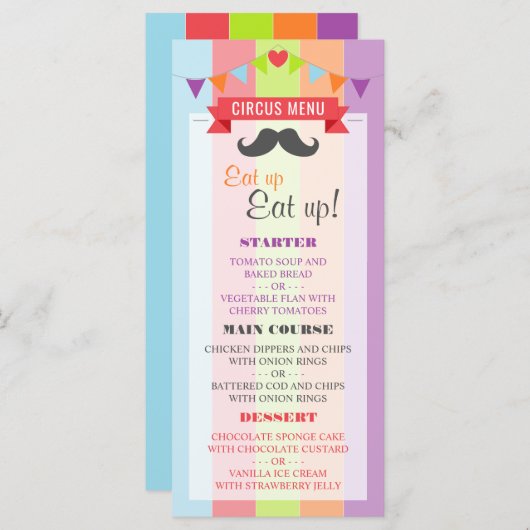 ヴィンテージサーカスポスターチルドレンの誕生日メニュー メニュー (正面/裏面)