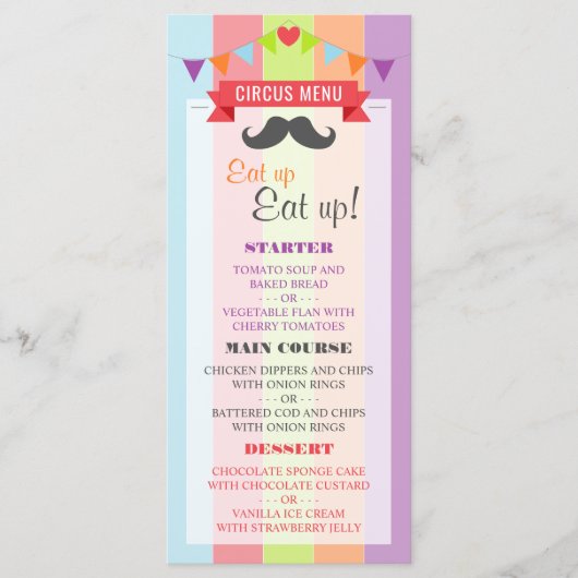 ヴィンテージサーカスポスターチルドレンの誕生日メニュー メニュー (正面)