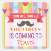 ヴィンテージサーカスポスターチルドレン誕生日パーティー スクエアシール (正面)
