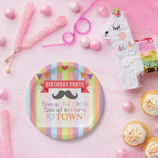 ヴィンテージサーカスポスターチルドレン誕生日パーティー ペーパープレート (パーティー)