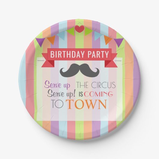 ヴィンテージサーカスポスターチルドレン誕生日パーティー ペーパープレート (正面)