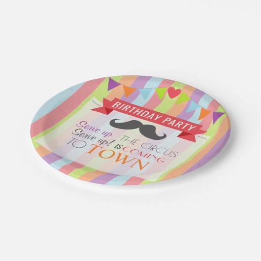 ヴィンテージサーカスポスターチルドレン誕生日パーティー ペーパープレート (アングル)
