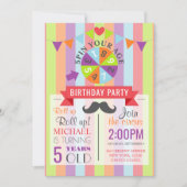 ヴィンテージサーカスポスターチルドレン誕生日パーティー 招待状 (正面)