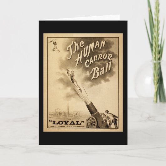 ヴィンテージサーカスポスターヒューマンカノンボール1879年頃 カード (正面)