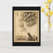 ヴィンテージサーカスポスターヒューマンカノンボール1879年頃 カード (黄色い花)