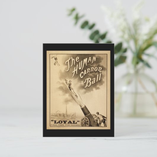 ヴィンテージサーカスポスターヒューマンカノンボール1879年頃 ポストカード (スタンド正面)