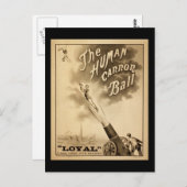 ヴィンテージサーカスポスターヒューマンカノンボール1879年頃 ポストカード (正面/裏面)