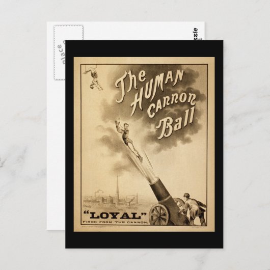 ヴィンテージサーカスポスターヒューマンカノンボール1879年頃 ポストカード (正面/裏面)