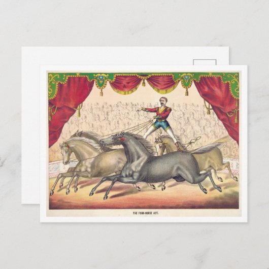 ヴィンテージサーカスポスター馬術はがき ポストカード (正面/裏面)