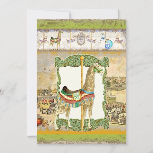 ヴィンテージサーカスポスター、キリン誕生日パーティー 招待状 (正面)