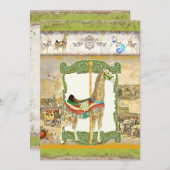 ヴィンテージサーカスポスター、キリン誕生日パーティー 招待状 (正面/裏面)