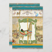 ヴィンテージサーカスポスター、キリン誕生日パーティー 招待状 (正面/裏面)