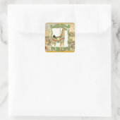 ヴィンテージサーカスポスター、キリン赤ちゃんシャワー スクエアシール (バッグ)