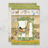 ヴィンテージサーカスポスター、キリン赤ちゃんシャワー 招待状 (正面/裏面)