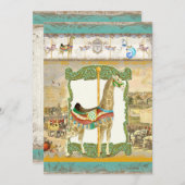 ヴィンテージサーカスポスター、キリン赤ちゃんシャワー 招待状 (正面/裏面)