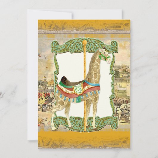 ヴィンテージサーカスポスター、キリン赤ちゃんシャワー 招待状 (正面)