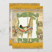 ヴィンテージサーカスポスター、キリン赤ちゃんシャワー 招待状 (正面/裏面)