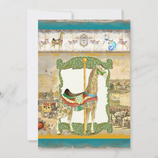 ヴィンテージサーカスポスター、キリン赤ちゃんシャワー 招待状 (正面)