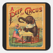ヴィンテージサーカスポスター：サーカスエレファント スクエアシール (正面)