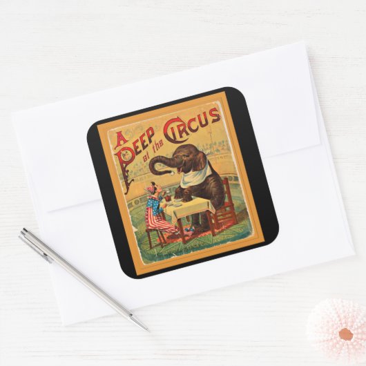ヴィンテージサーカスポスター：サーカスエレファント スクエアシール (封筒)