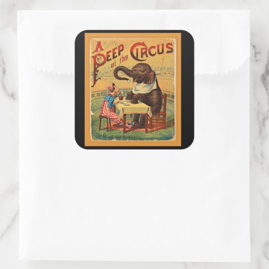 ヴィンテージサーカスポスター：サーカスエレファント スクエアシール (バッグ)