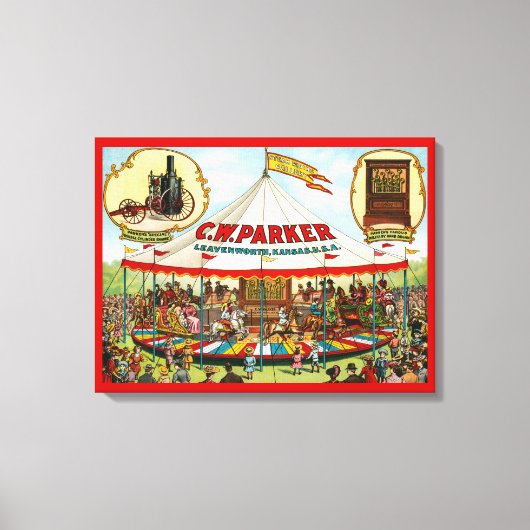 ヴィンテージサーカスポスター。C.W.パーカー。 キャンバスプリント (正面)