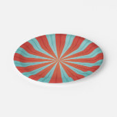 ヴィンテージサーカスレッド&ブルーパターン ペーパープレート (アングル)