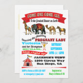 ヴィンテージサーカス動物ベビーシャワー招待状 招待状 (正面/裏面)