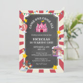 ヴィンテージサーカス来バルーン来ワンすべての誕生日 招待状 (スタンド正面)