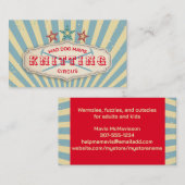 ヴィンテージサーカス編み物針クラフトショー 名刺 (正面/裏面)