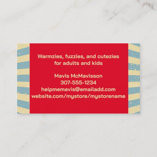 ヴィンテージサーカス編み針クラフトショー包装 名刺 (裏面)