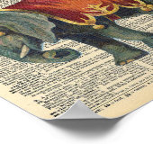 ヴィンテージサーカス象と辞書のハート ポスター (角)