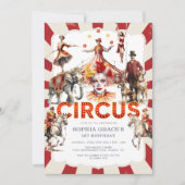 ヴィンテージサーカス&カーニバルウォーターカラー誕生日 招待状 (正面)